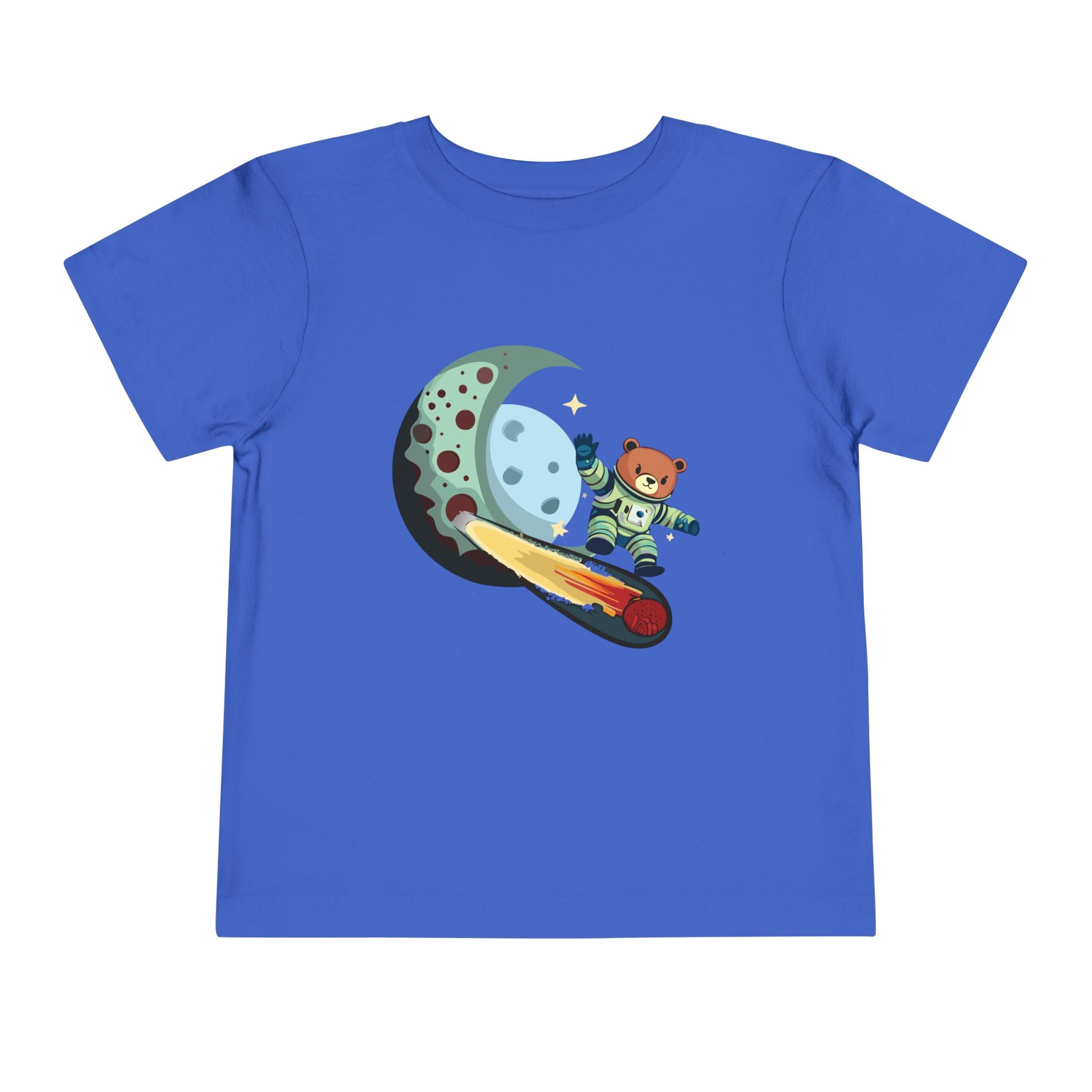 Space Bear Rocket Surfing Moon Toddler T‑Shirt