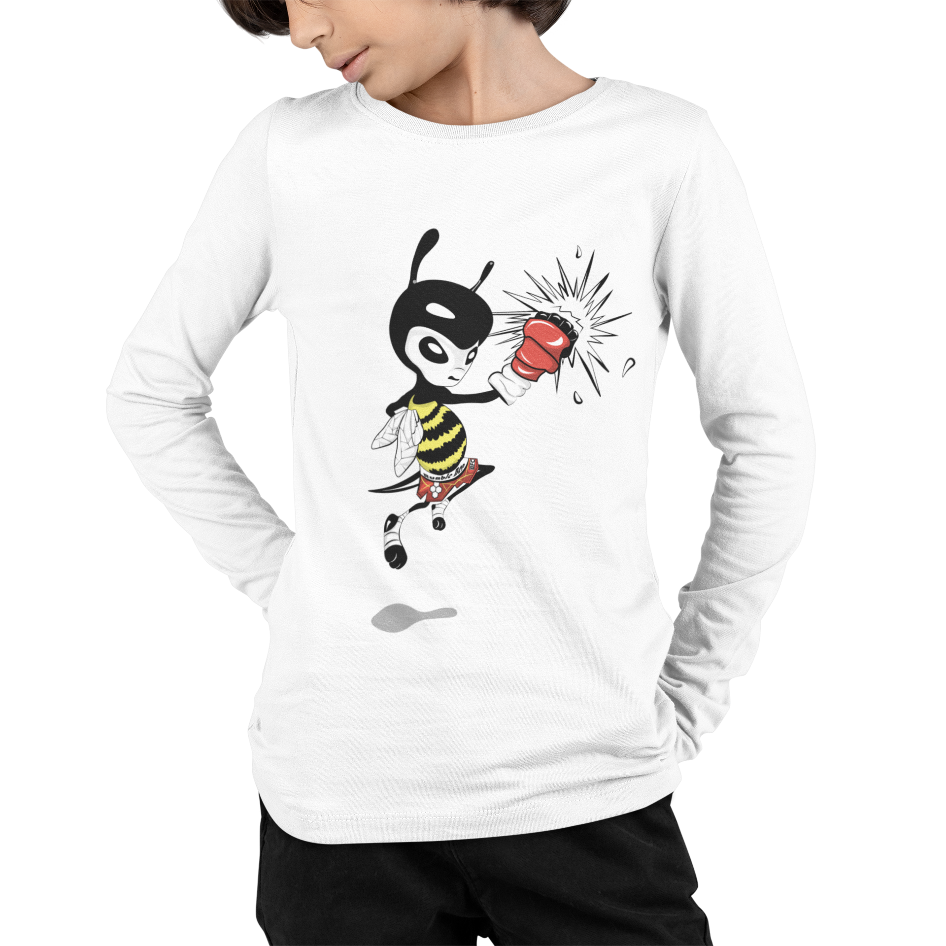 Jumping Fighting Bee Toddler Long Sleeve T-Shirt