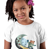 Space Bear Rocket Surfing Moon Toddler T‑Shirt